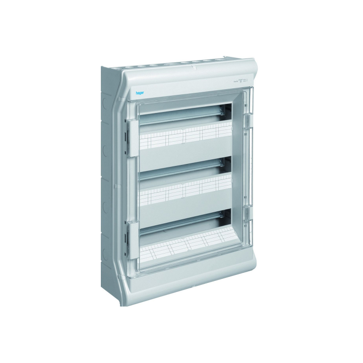 Hager - Coffret étanche Vector - IP65 - 3 rangées - 54 modules - Gris - Réf : VE318F