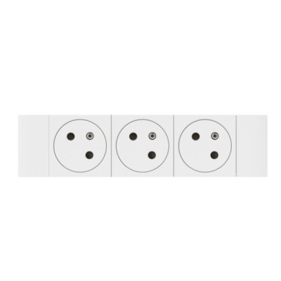 Legrand - Triple prise de courant 2P+T  pour goulotte Mosaic à clippage direct - 6 modules - blanc - Réf : 077103L