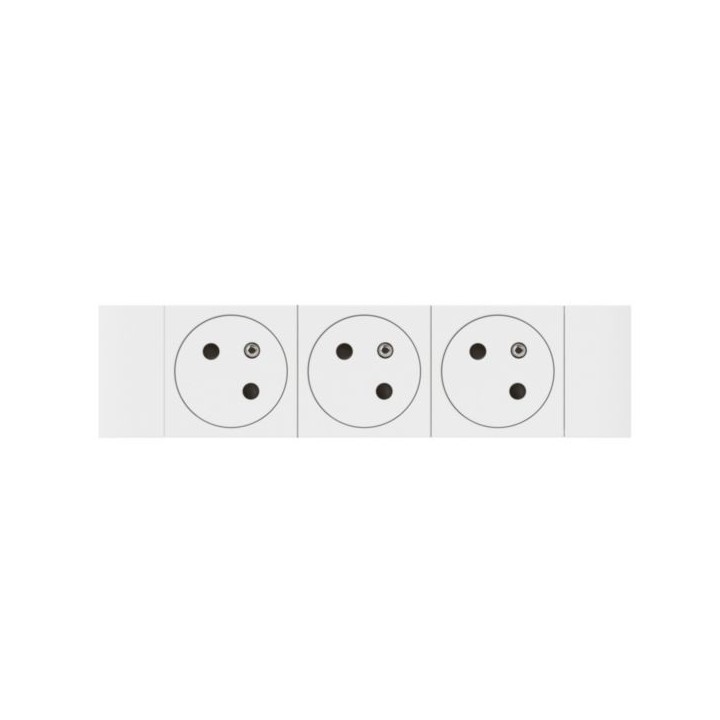 Legrand - Triple prise de courant 2P+T  pour goulotte Mosaic à clippage direct - 6 modules - blanc - Réf : 077103L