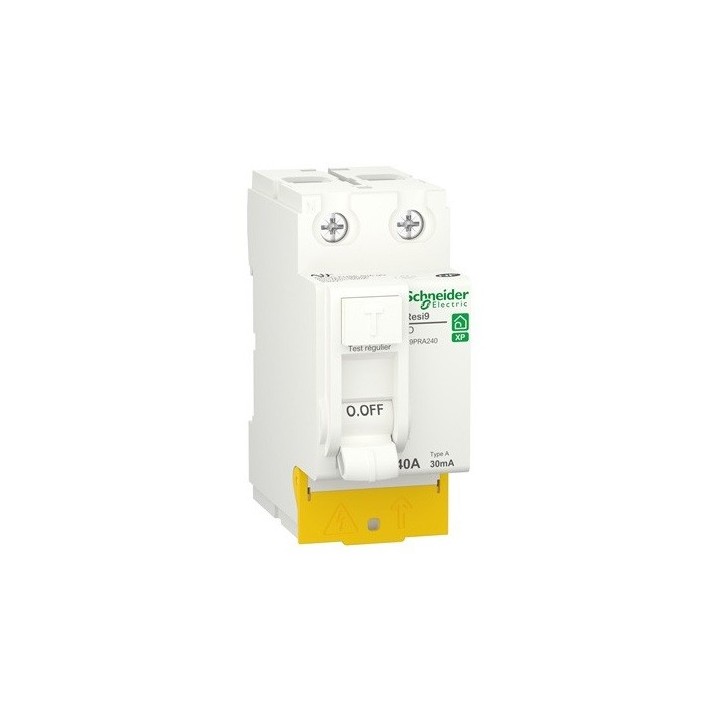 Schneider - Resi9 XP - inter différentiel - 2P - 40A - 30mA - Type A - peignable - alim bas - Réf : R9PRA240
