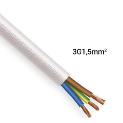 Câble HO5 VVF (Souple) - 3G1.5 mm² - Coupe au mètre - Réf : HO5-3G1.5(souple)