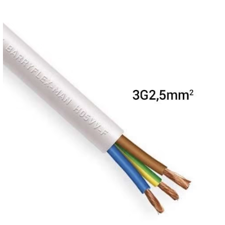 Câble HO5 VVF (Souple) - 3G2.5 mm² - Coupe au mètre - Réf : HO5-3G2.5(souple)