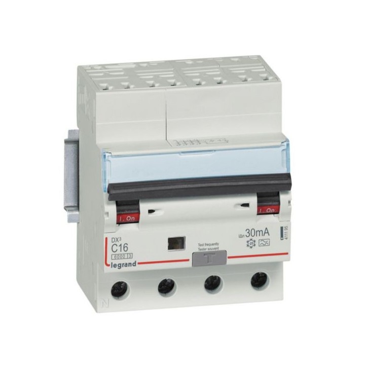 Legrand - Disjoncteur différentiel monobloc DX³6000 arrivée haute départ bas à vis 4P 400V~ - 16A - typeA 30mA - Réf : 411195