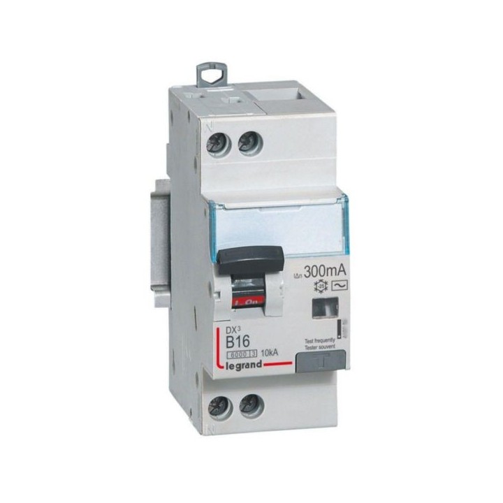 Legrand - Disjoncteur différentiel monobloc DX³6000 10kA à vis U+N 230V~ - 16A - typeAC 300mA -  Courbe B - Réf : 410899