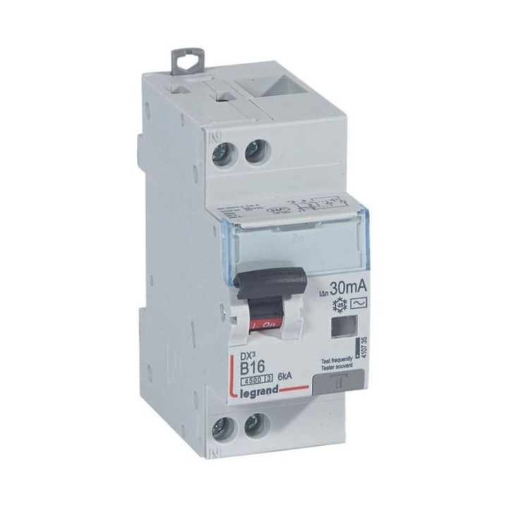 Legrand - Disjoncteur différentiel DX³4500 à vis U+N 230V~ - 16A typeAC 30mA - courbe B - 2 modules - Réf : 410735