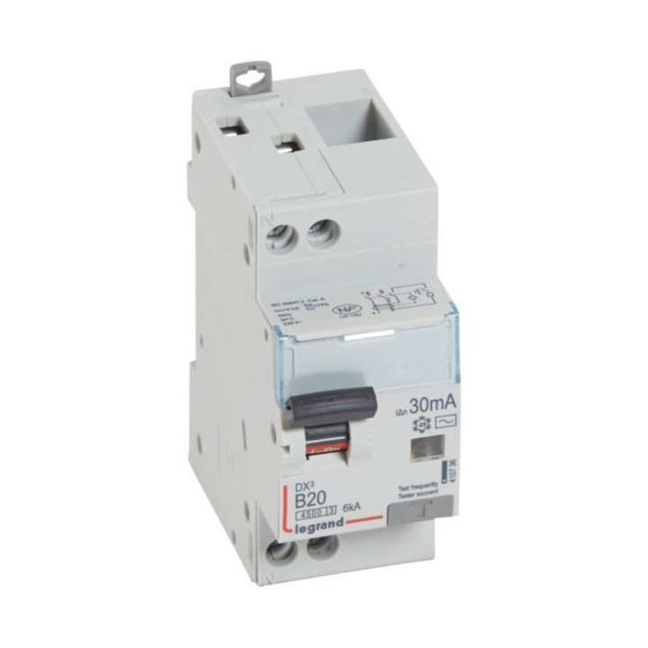 Legrand - Disjoncteur différentiel DX³4500 à vis U+N 230V~ - 20A typeAC 30mA - courbe B - 2 modules - Réf : 410736