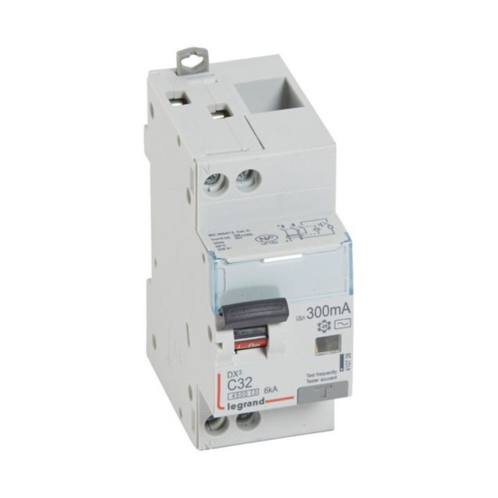 Legrand - Disjoncteur différentiel DX³4500 à vis U+N 230V~ - 32A typeAC 300mA - courbe C - 2 modules - Réf : 410728