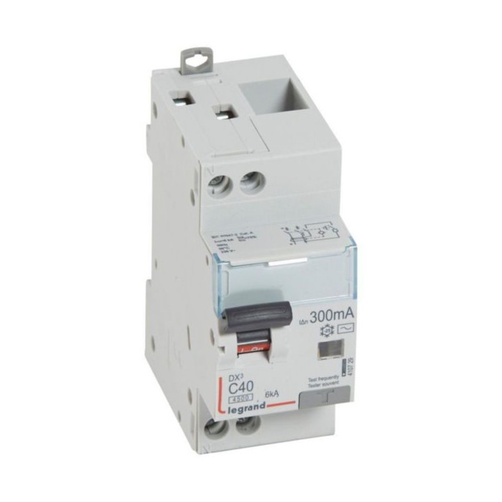 Legrand - Disjoncteur différentiel DX³4500 à vis U+N 230V~ - 40A typeAC 300mA - courbe C - 2 modules - Réf : 410729