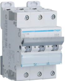 Hager - Disjoncteur 3P - 6-10kA - courbe D - 16A - 3 modules - Réf : NGT316