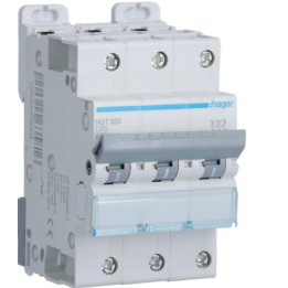 Hager - Disjoncteur 3P - 6-10kA - courbe D - 20A - 3 modules - Réf : NGT320
