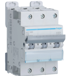 Hager - Disjoncteur 3P - 6-10kA - courbe D - 32A - 3 modules - Réf : NGT332