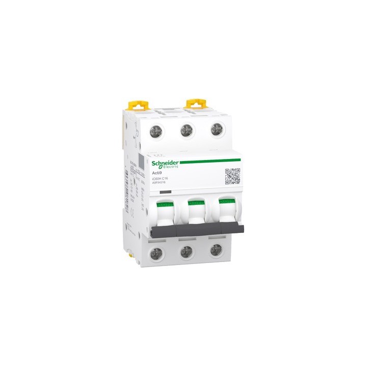 Schneider - Acti9 IC60H - Disjoncteur miniature - 3P - 16A - Courbe C - Réf : A9F84316