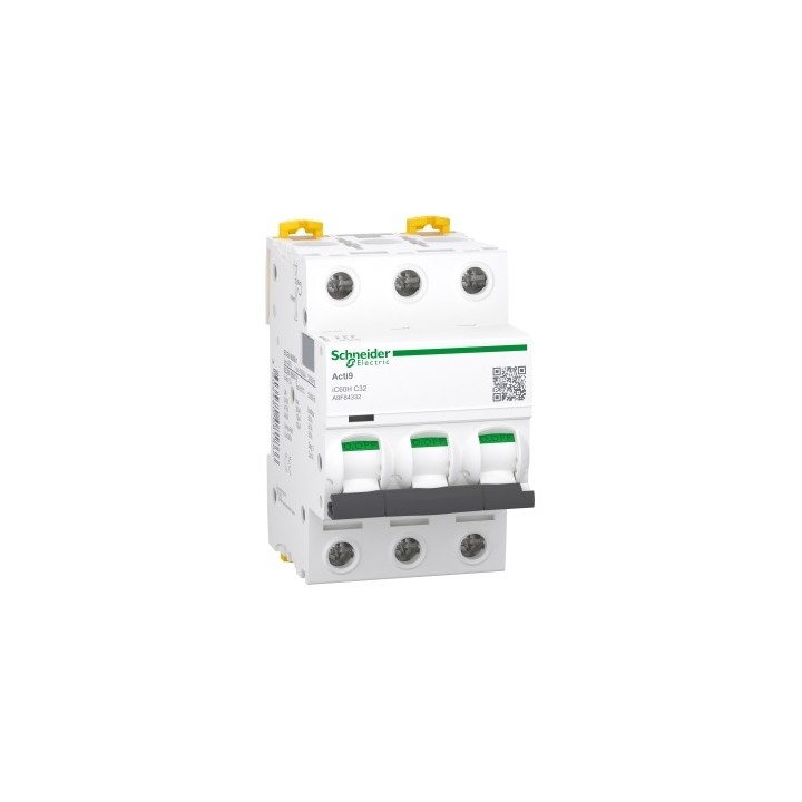 Schneider - Acti9 IC60H - Disjoncteur miniature - 3P - 32A - Courbe C - Réf : A9F84332