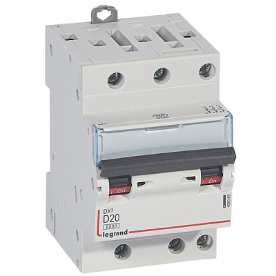 Legrand - Disjoncteur DX³6000 - 10kA à vis - 3P - 400~ - 20A - courbe D - pour peigne HX³ optimisé - Réf : 408069