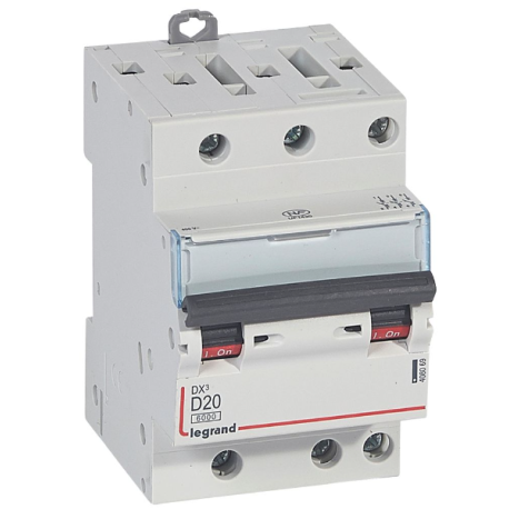 Legrand - Disjoncteur DX³6000 - 10kA à vis - 3P - 400~ - 20A - courbe D - pour peigne HX³ optimisé - Réf : 408069