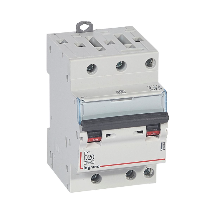Legrand - Disjoncteur DX³6000 - 10kA à vis - 3P - 400~ - 20A - courbe D - pour peigne HX³ optimisé - Réf : 408069