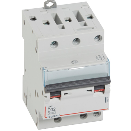 Legrand - Disjoncteur DX³6000 - 10kA à vis - 3P - 400~ - 32A - courbe D - pour peigne HX³ optimisé - Réf : 408071