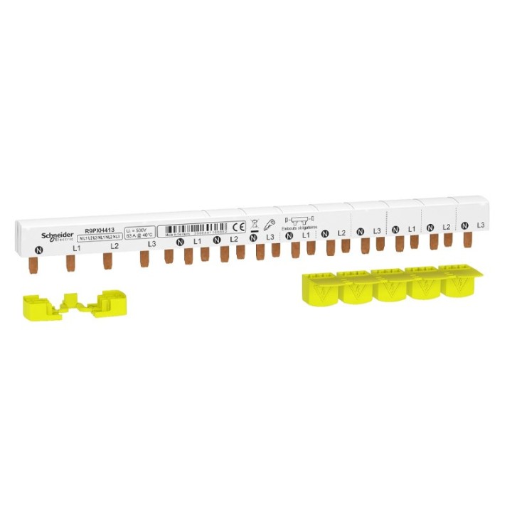 Schneider - Resi9 XP - peigne monobloc - 3P+N - 63A - 13 modules - cache dents 5M - Réf : R9PXH413