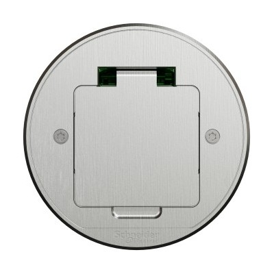 Schneider - Unica System+ - Prise de sol XS - IK08 - IP44 - 2P+T - ronde métal - Réf : INS52103