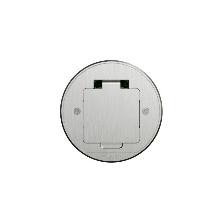 Schneider - Unica System+ - Prise de sol XS - IK08 - IP44 - 2P+T - ronde métal - Réf : INS52103