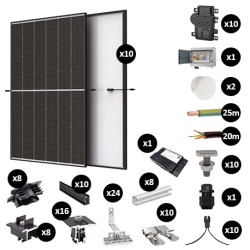 Kit Photovoltaïque 4250W - Toiture en tuile - Pose portrait - Micro onduleur IQ8AC - Réf : PV444250M-T-PO-EN