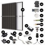 Kit Photovoltaïque 3400W - Toiture tuile plate - Pose portrait - 2 rangées - Micro onduleur IQ8AC - Réf : PV443400M-TP-PO-2-EN