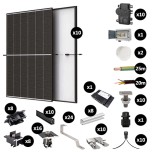 Kit Photovoltaïque 4250W - Toiture en tuile plate - Pose portrait - Micro onduleur IQ8AC - Réf : PV444250M-T-PO-EN