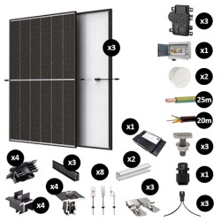 Kit Photovoltaïque 1275W - Toiture en fibrociment - Pose portrait - Micro onduleur IQ8AC - Réf : PV441275M-F-PO-EN