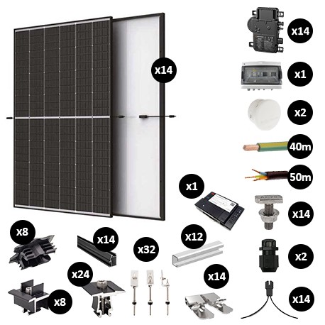 Kit Photovoltaïque 5950W - Toiture fibrociment - Pose portrait - Micro onduleur IQ8AC - Réf : PV445950M-F-PO-EN