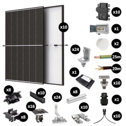 Kit Photovoltaïque 4250W - Toiture en tuile - Pose paysage - Micro onduleur IQ8AC - Réf : PV444250M-T-PA-EN