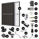 Kit Photovoltaïque 3400W - Toiture en tuile plate - Pose paysage - 1 rangée - Micro onduleur IQ8AC - Réf : PV443400M-TP-PA-1-EN