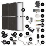 Kit Photovoltaïque 3400W - Toiture en tuile plate - Pose paysage - 2 rangées - Micro onduleur IQ8AC - Réf : PV443400M-TP-PA-2-EN