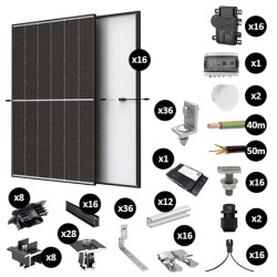 Kit Photovoltaïque 6800W - Toiture en ardoise - Pose paysage - Micro onduleur IQ8AC - Réf : PV446800M-A-PA-EN