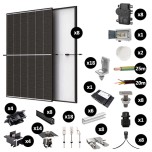 Kit Photovoltaïque 3400W - Toiture en fibrociment - Pose paysage - 1 rangée - Micro onduleur IQ8AC - Réf : PV443400M-F-PA-1-EN