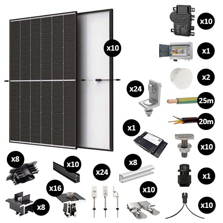 Kit Photovoltaïque 4250W - Toiture en fibrociment - Pose paysage - Micro onduleur IQ8AC - Réf : PV444250M-F-PA-EN