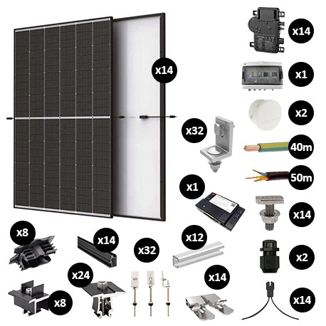 Kit Photovoltaïque 5950W - Toiture fibrociment - Pose paysage - Micro onduleur IQ8AC - Réf : PV445950M-F-PA-EN