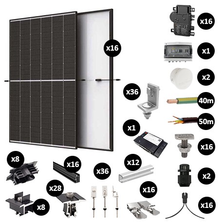 Kit Photovoltaïque 6800W - Toiture fibrociment - Pose paysage - Micro onduleur IQ8AC - Réf : PV446800M-F-PA-EN