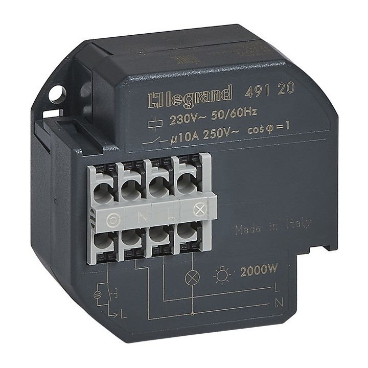 Legrand -  Télérupteur 1P - 10 AX - 230 V~ - 50/60 Hz - intensité max acceptée 50 mA - Réf : 049120