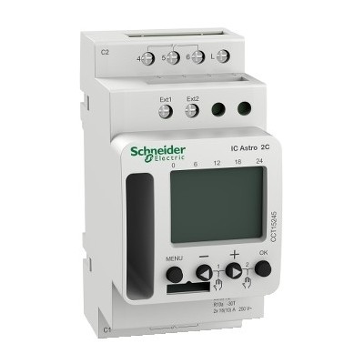 Schneider - Acti9 IC Astro - interrupteur crépusculaire programmable - 2 canaux - smart - Réf : CCT15245