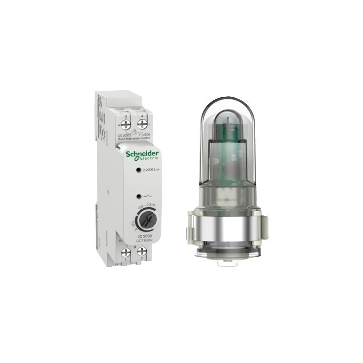 Schneider - Acti9 IC2000 - interrupteur crépusculaire - avec cellule murale - Réf : CCT15369