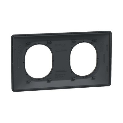 Schneider - Ovalis - plaque de finition - 2 postes horizontal - 71mm - anthracite - laiton - Réf : S340704E
