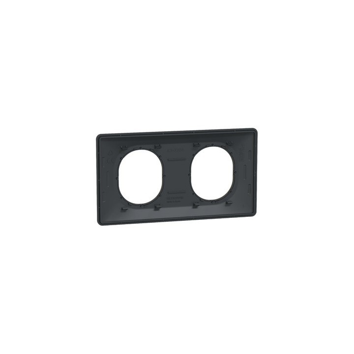 Schneider - Ovalis - plaque de finition - 2 postes horizontal - 71mm - anthracite - laiton - Réf : S340704E