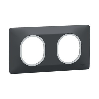 Schneider - Ovalis - plaque de finition - 2 postes hor - 71mm - anthracite - argent chromé - Réf : S340704G