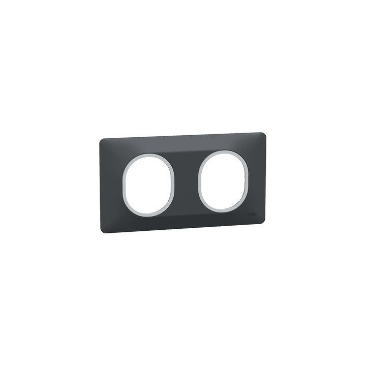 Schneider - Ovalis - plaque de finition - 2 postes hor - 71mm - anthracite - argent chromé - Réf : S340704G