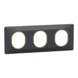 Schneider - Ovalis - plaque de finition - 3 postes horizontal - 71mm - anthracite - laiton - Réf : S340706E