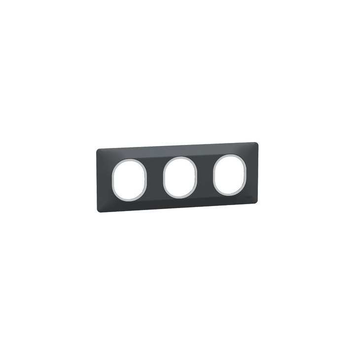 Schneider - Ovalis - plaque de finition - 3 postes hor - 71mm - anthracite - argent chromé - Réf : S340706G