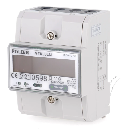 POLIER - Compteur d'énergie tétrapolaire 80A - Certifié MID Modbus - Réf : MTR80LM