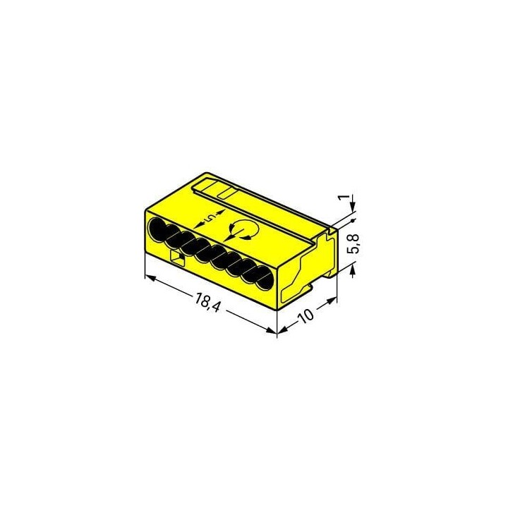 Wago - Boîte de 50 bornes micro - 8 fils - Jaune - Série 243 Courant faible - Réf : 243-508(50)