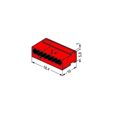 Wago - Boîte de 50 bornes micro - 8 fils - Rouge - Série 243 Courant faible - Réf : 243-808(50)