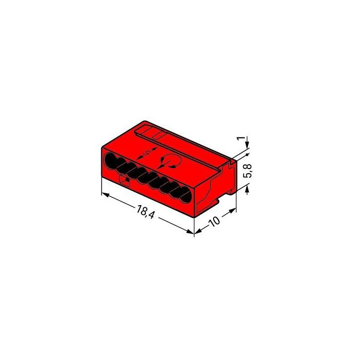 Wago - Boîte de 50 bornes micro - 8 fils - Rouge - Série 243 Courant faible - Réf : 243-808(50)